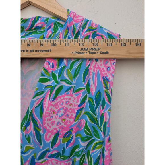 LILLY PULITZER Dress Annalise V-Neck Frenchy Blue Turtley In Love Size L NWOT - Picture 5 of 11